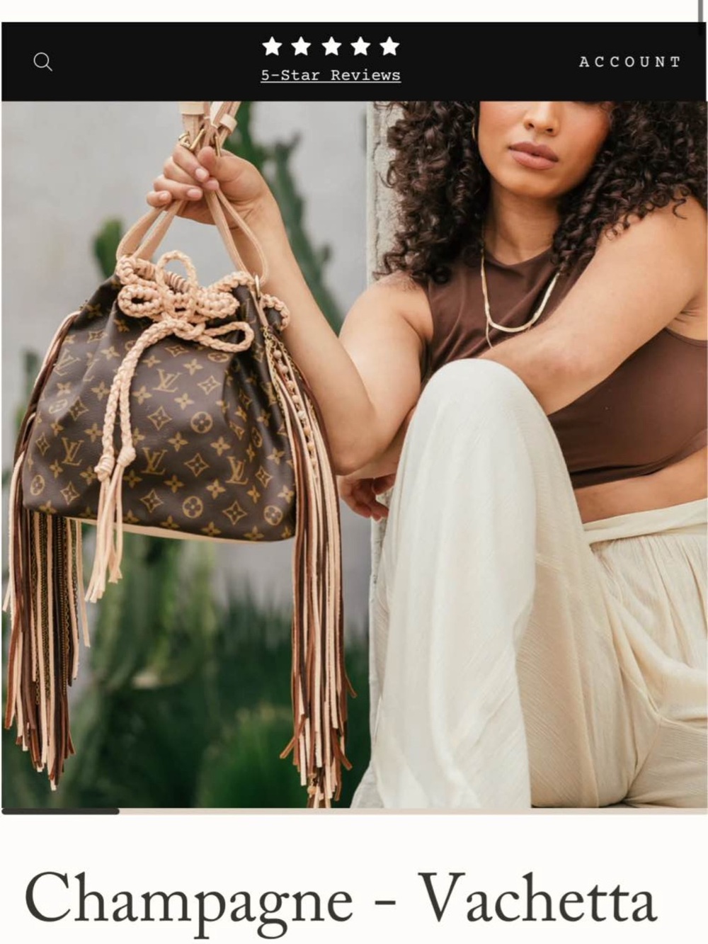 Louis Vuitton Monogram Drawstring Bucket Bag with Tan Braided Trim and Fringe - Picture 8 of 11
